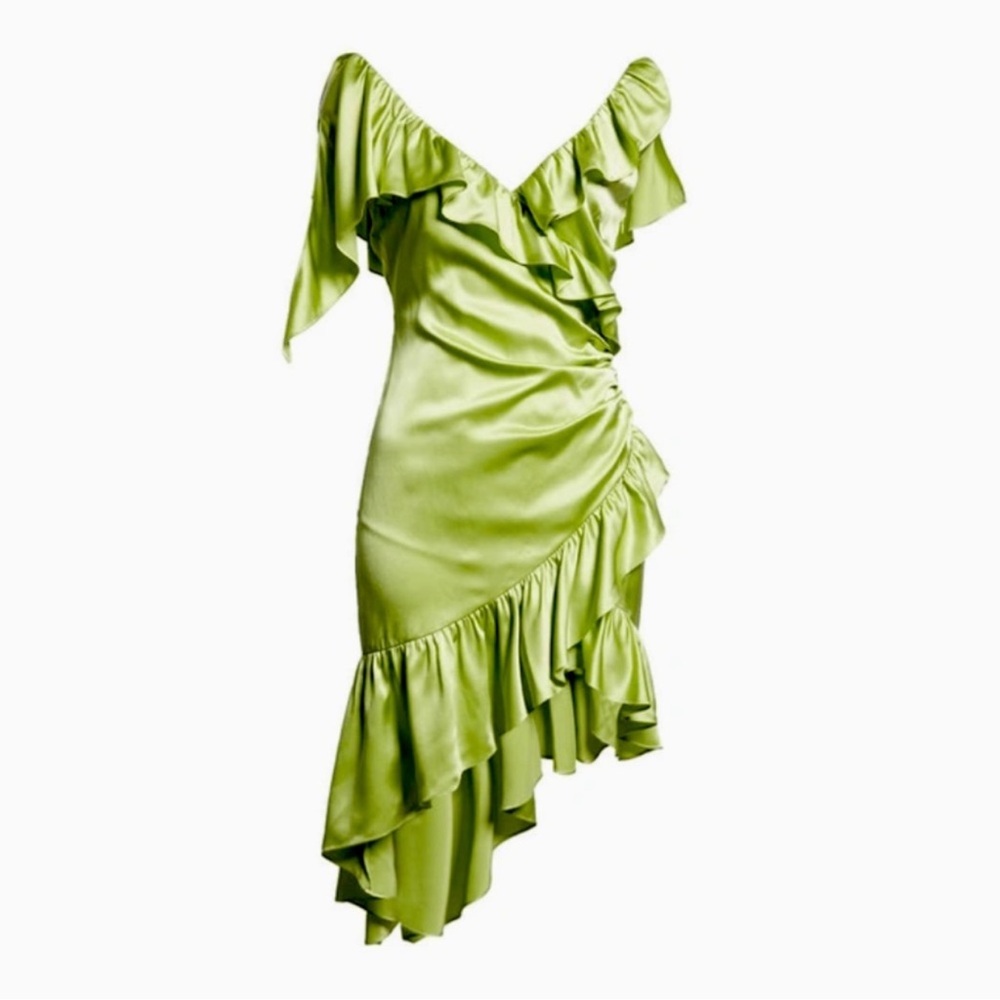 Cinq a Sept 100% Petunya Ruffle Silk Dress in Prickly Pear Size 10 NWT